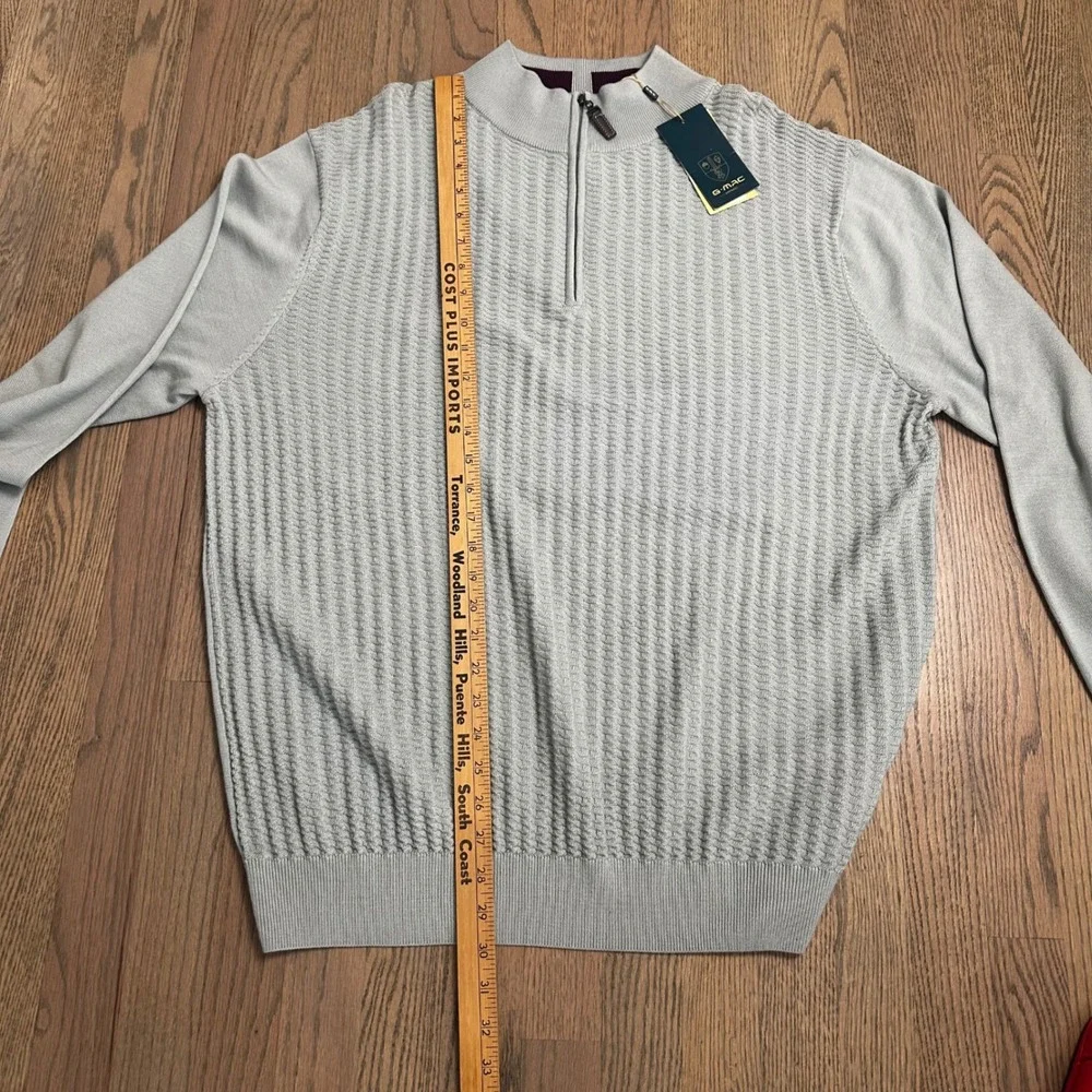 G.MAC Apparel Quarter Zip Pullover Sweater‎ Men's XXL Gray Knit Texture